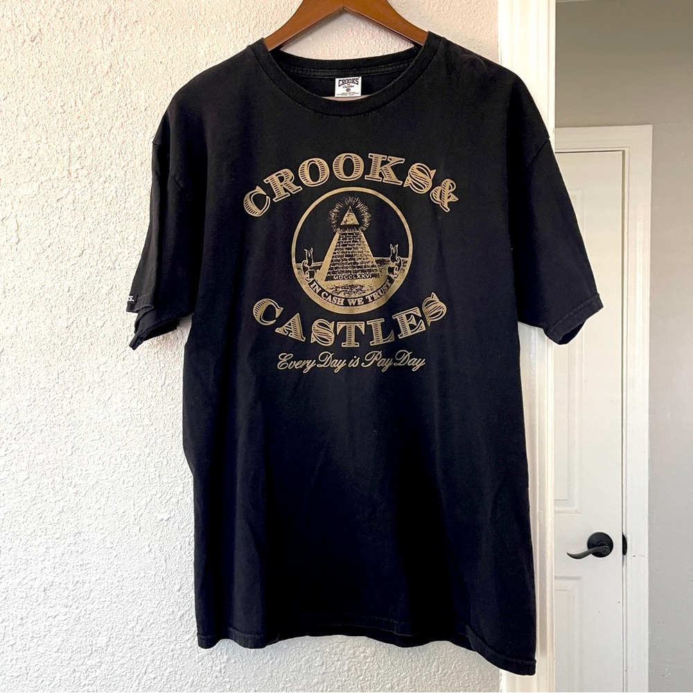 Men’s Crooks & Castles Black Short Sleeve Tee Casual Streetwear Large